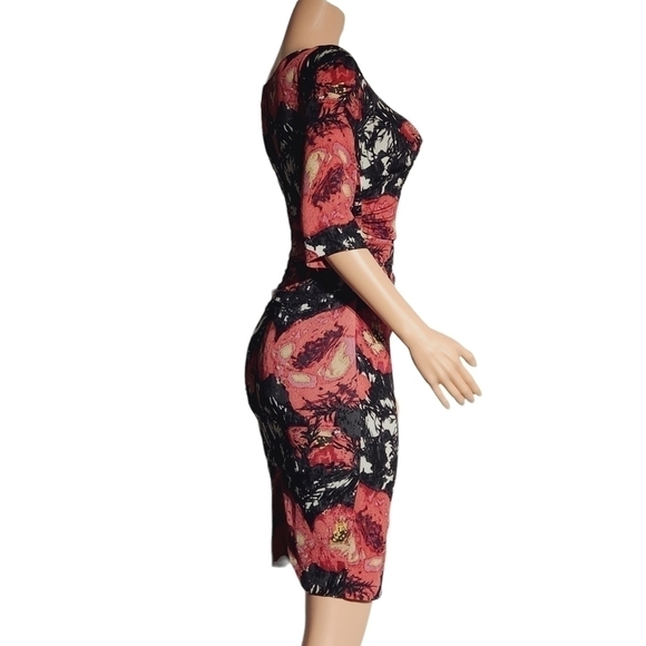 TRACY Reese Anthropology Floral Ruched Silk Sheath Dress Size: 4 - Picture 4 of 14